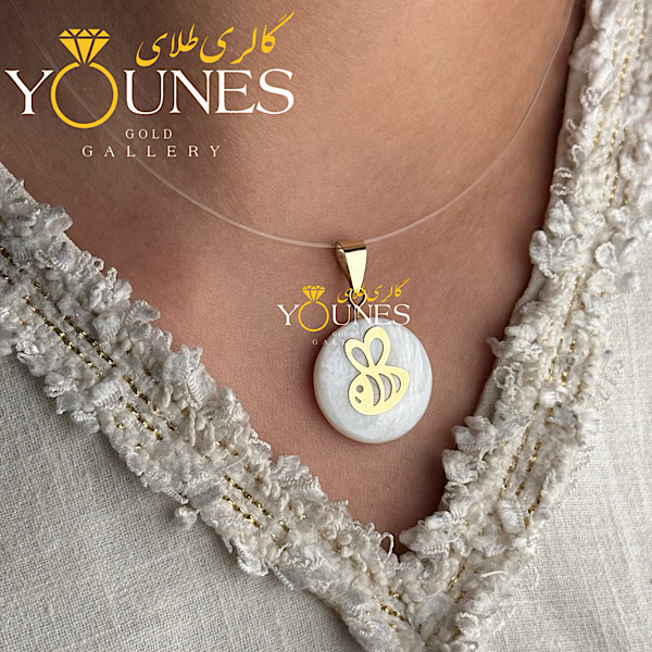 آویز طلا سنگ صدف زنبور بزرگ